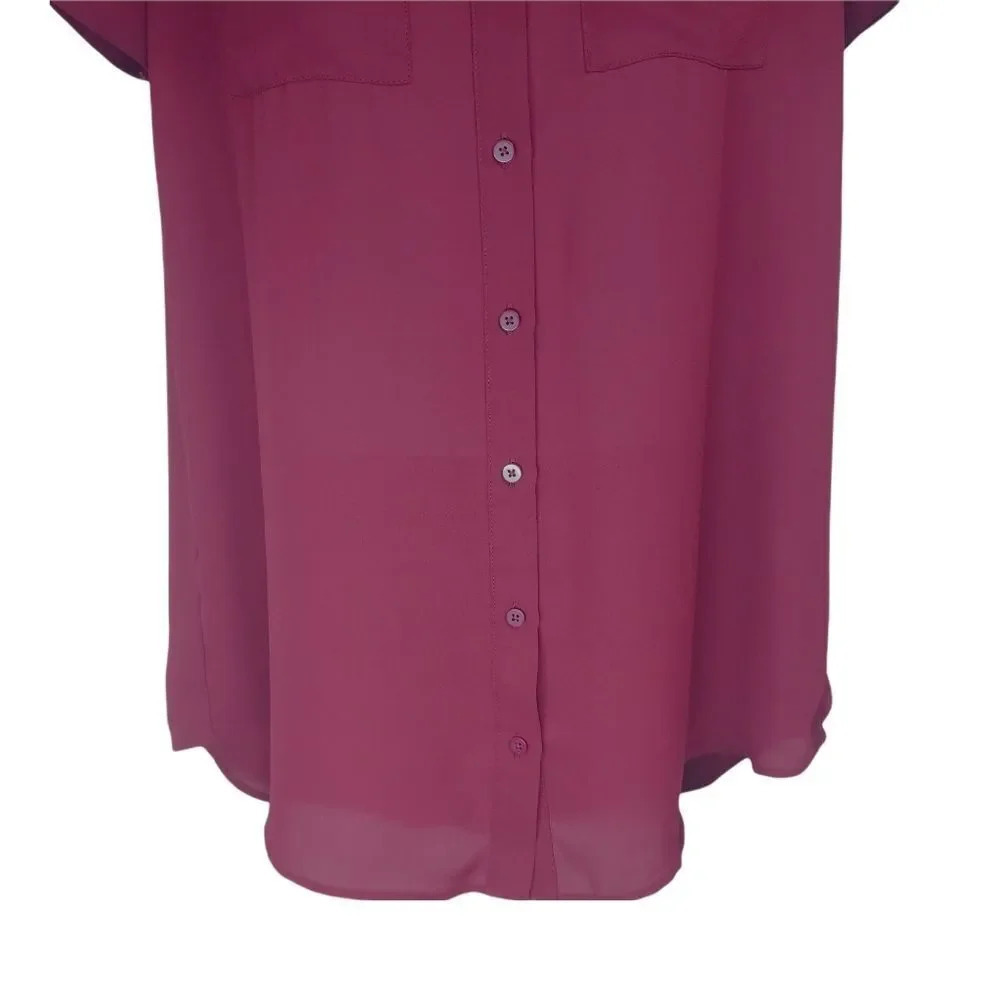 Reitmans Bowler  Style Blouse Semi Sheer Burgundy M - Picture 3 of 7